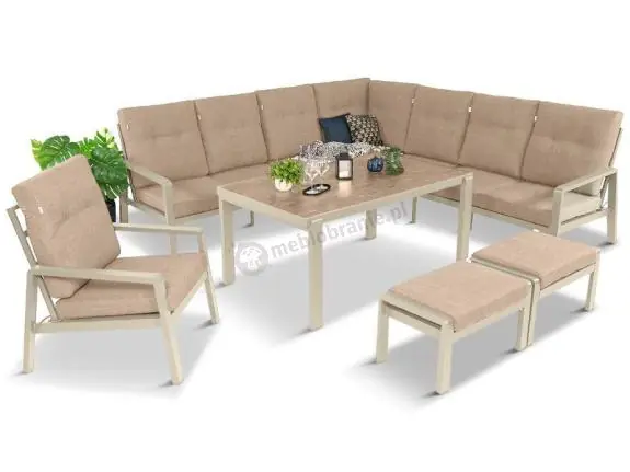 Duży narożnik ogrodowy z fotelem Tavaro Corner XL Cream Kup teraz