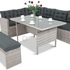 Wyjątkowa oferta Jasnoszary narożnik ogrodowy technorattan Topiano Grey