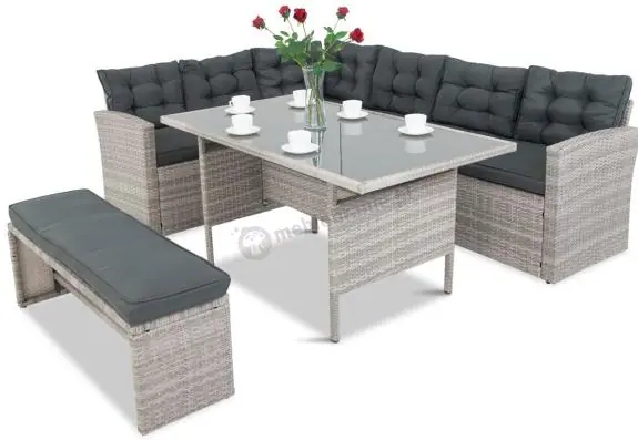 Wyjątkowa oferta Jasnoszary narożnik ogrodowy technorattan Topiano Grey
