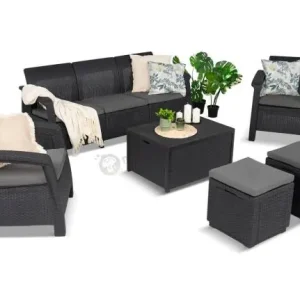 Komplet ogrodowy Corfu Set Box Max z pufami Bestseller