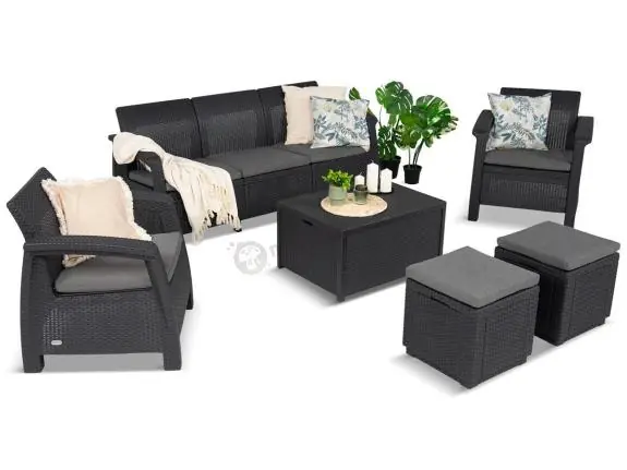 Komplet ogrodowy Corfu Set Box Max z pufami Bestseller