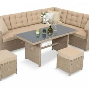 Zniżka Technorattanowy narożnik 250x190cm z wysokim stołem na taras Cofete Natural