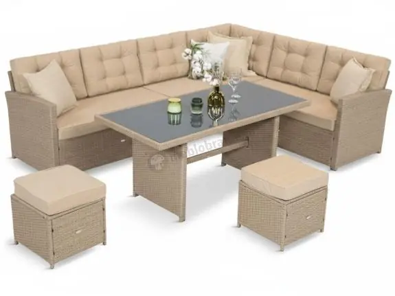 Zniżka Technorattanowy narożnik 250x190cm z wysokim stołem na taras Cofete Natural