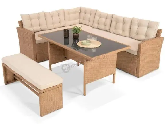 Oferta czasowa Narożny jasny zestaw mebli z technorattanu Topiano Nature Select