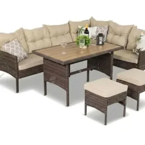 Oferta Narożnik technorattan 8 miejsc ze stołem polywood Perata Corner Brown Polywood