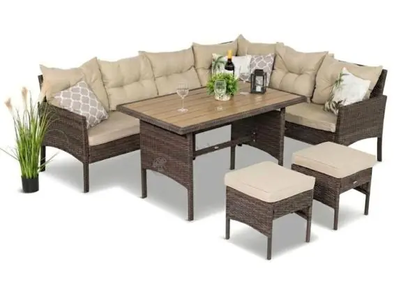 Oferta Narożnik technorattan 8 miejsc ze stołem polywood Perata Corner Brown Polywood