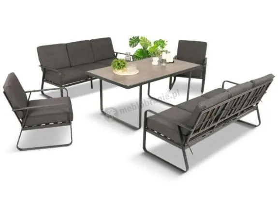 Grafitowe meble metalowe na taras dla 8 osób z 2 sofami Ater Grande - Dark Grey Kup online