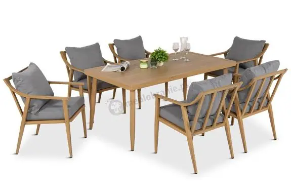 Aluminiowy komplet mebli obiadowych na taras - Else 6+1 - Grey Tani