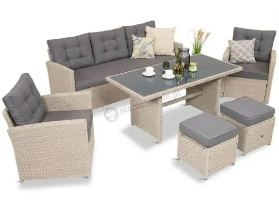 Zestaw mebli obiadowych z technorattanu Cofete Dining – Grey Cofete 2.0 Popularny