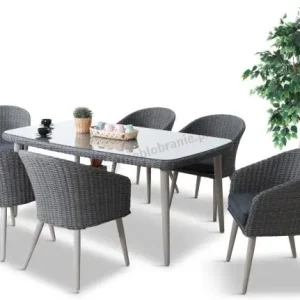Oferta limitowana Szary zestaw obiadowy na taras na 6 osób Cioso Dining 6+1 - Grey