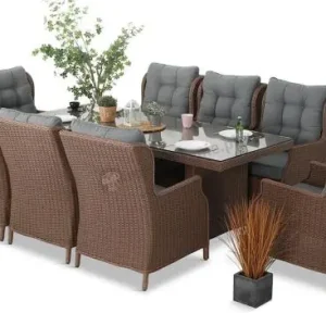 Kup online Zestaw mebli obiadowych dla 8 osób ze stołem 220cm Laritto Brown - technorattan