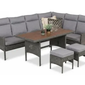 Super okazja Narożnik ogrodowy z wysokim stołem polywood Lirata Corner – Anthracite