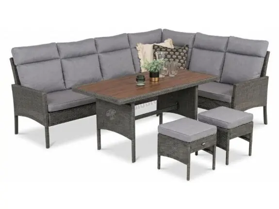 Super okazja Narożnik ogrodowy z wysokim stołem polywood Lirata Corner – Anthracite