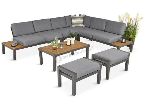 Nowy Nowoczesny narożnik modułowy na taras - Calamba Corner XL - Grey