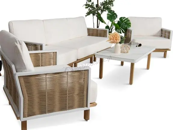 Zestaw mebli tarasowych z sofą Mona - drewniano aluminiowe - Nature & Rope Dodaj do koszyka
