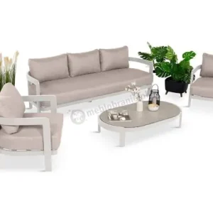 Elegancki komplet mebli ogrodowych Langa White - aluminiowy stelaż Dodaj do koszyka