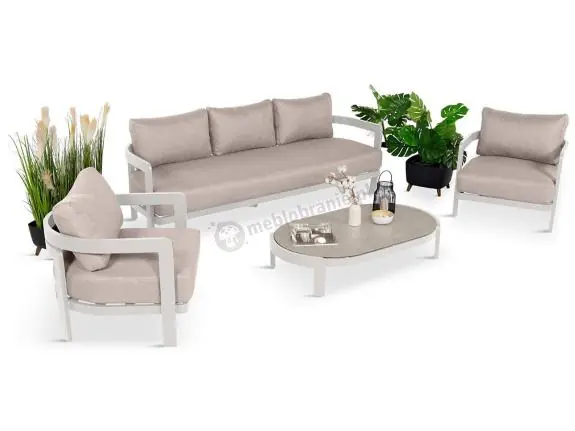 Elegancki komplet mebli ogrodowych Langa White - aluminiowy stelaż Dodaj do koszyka