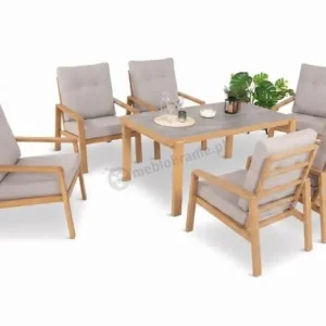 Komplet mebli obiadowych na taras - 6 foteli i stół 150x90 Tavaro Wood Kup teraz
