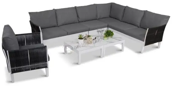 Narożnik ogrodowy na białym stelażu 275x210cm Tussen Sju DG Okazja