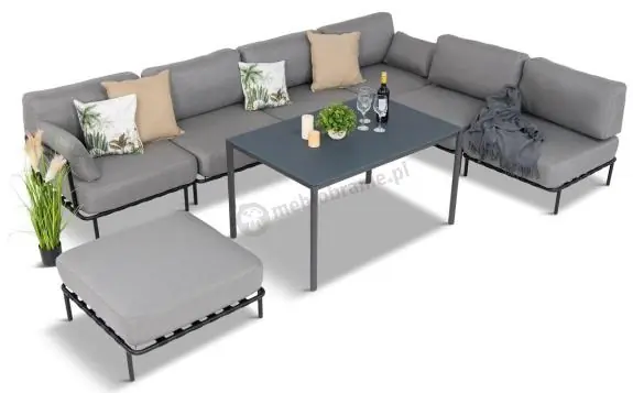 Eleganckie meble tarasowe ze stołem obiadowym Salve 6 Midi Dining Taniej