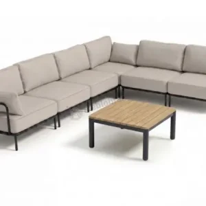 Hit sprzedaży Nowoczesne meble wypoczynkowe na taras - narożnik Salve Beige 6 modułów ze stolikiem