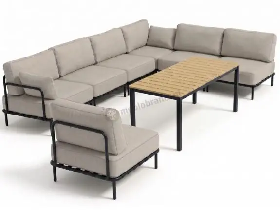Wyprzedaż Duży zestaw mebli modułowych na taras Salve Beige 6 Plus ze stolikiem