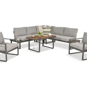 Oferta czasowa Meble na taras - jasnoszary narożnik 220x220cm + 2 fotele - Panaon Corner - LG