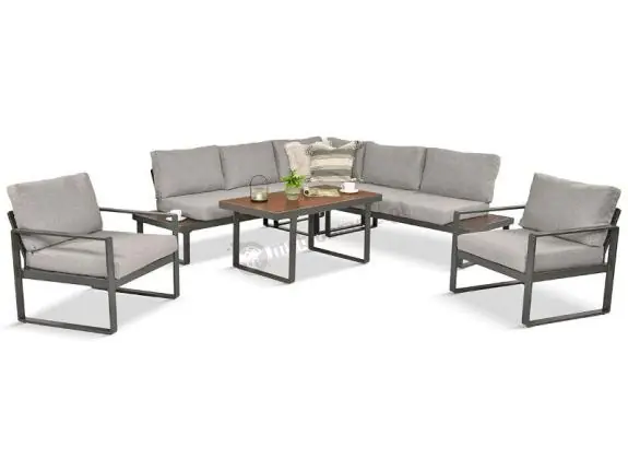 Oferta czasowa Meble na taras - jasnoszary narożnik 220x220cm + 2 fotele - Panaon Corner - LG