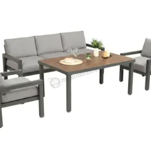 Kup teraz Aluminiowe meble na taras ze stołem obiadowym 160 cm Calamba Dining - Light Grey