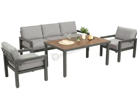 Kup teraz Aluminiowe meble na taras ze stołem obiadowym 160 cm Calamba Dining - Light Grey