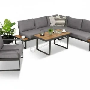 Szary narożnik tarasowy 220x220cm z fotelem - Panaon Corner - Grey Teak Kup teraz