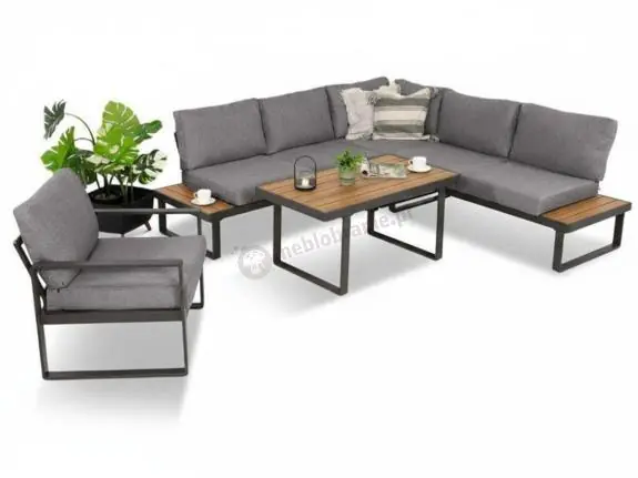Szary narożnik tarasowy 220x220cm z fotelem - Panaon Corner - Grey Teak Kup teraz