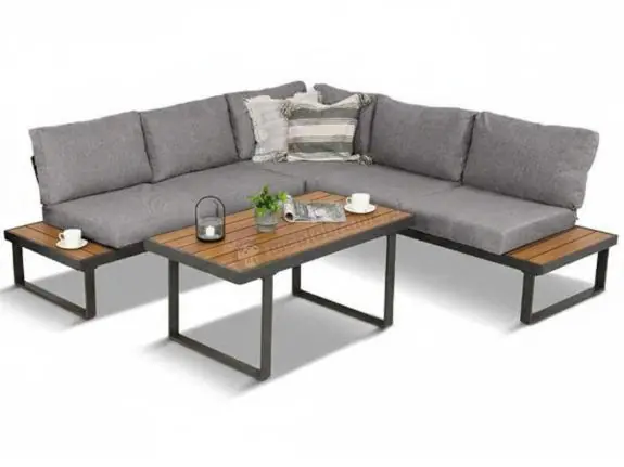 Kup teraz Nowoczesny narożnik na taras - Panaon Corner 220x220 - Grey Teak