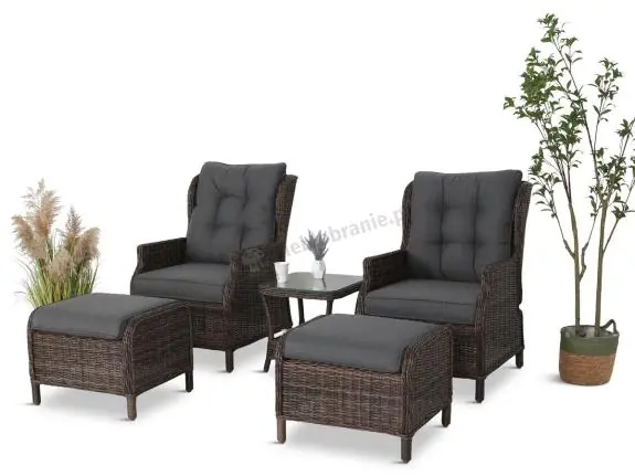Nowość Komplet mebli ogrodowych z technorattanu z funkcją Relax Laritto Duo - Dark Brown