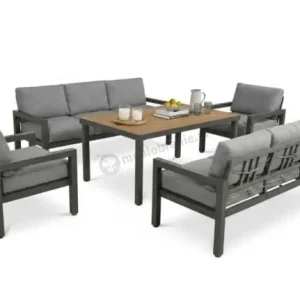 Meble ogrodowe dla 8 osób z wysokim stołem - aluminium- Calamba Grande - Grey Oferta