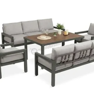Oferta czasowa Aluminiowe meble na taras ze stołem obiadowym 160 cm Calamba Grande - Light Grey