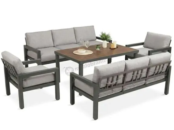 Oferta czasowa Aluminiowe meble na taras ze stołem obiadowym 160 cm Calamba Grande - Light Grey