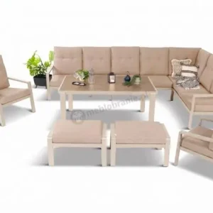Ostatnie sztuki Duży narożnik ogrodowy z 2 fotelami Tavaro Corner XL Cream