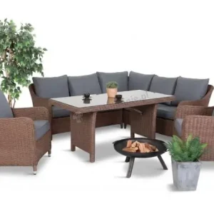 Narożnik ogrodowy technorattan 207x207cm z wysokim stołem 150x70 Novici - Brown Darmowy zwrot