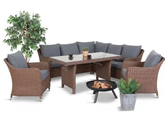 Narożnik ogrodowy technorattan 207x207cm z wysokim stołem 150x70 Novici - Brown Darmowy zwrot