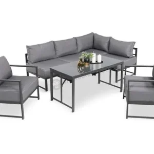 Promocja Mały modułowy narożnik na taras z wysokim stołem 120x60cm i fotelami Trapeno 4 moduły