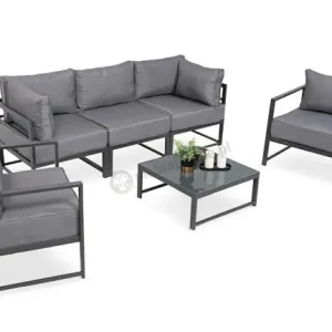 Trzyosobowa sofa ogrodowa 200cm z fotelami Trapeno grafit Nowy