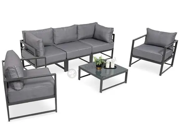 Trzyosobowa sofa ogrodowa 200cm z fotelami Trapeno grafit Nowy