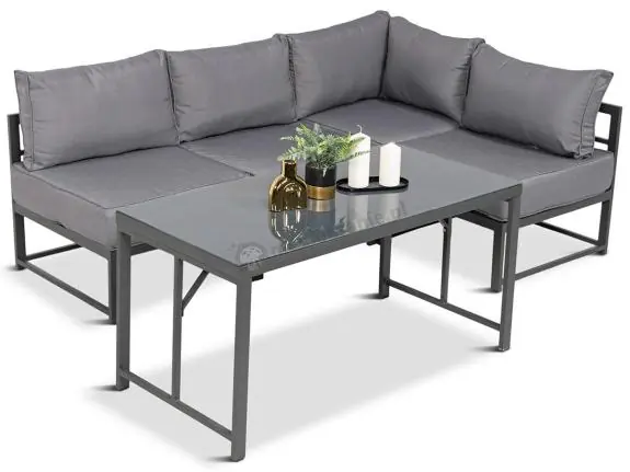 Kup online Mały narożnik ogrodowy modułowy z wysokim stołem 120x60cm Trapeno 4 moduły