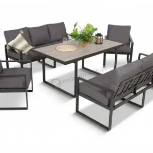 Premium Meble ogrodowe dla 8 osób - sofy 175cm, fotele, stół obiadowy 160cm - Panaon Grande GG