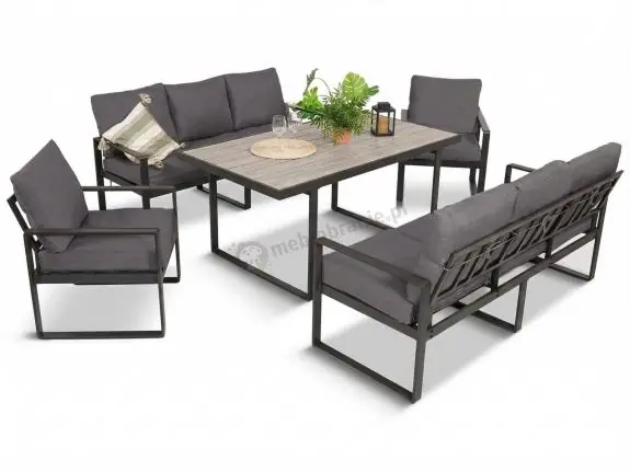 Premium Meble ogrodowe dla 8 osób - sofy 175cm, fotele, stół obiadowy 160cm - Panaon Grande GG